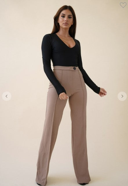 TAUPE HIGH WAIST DRESS PANT