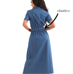 Short Sleeve A-Line Midi Dress