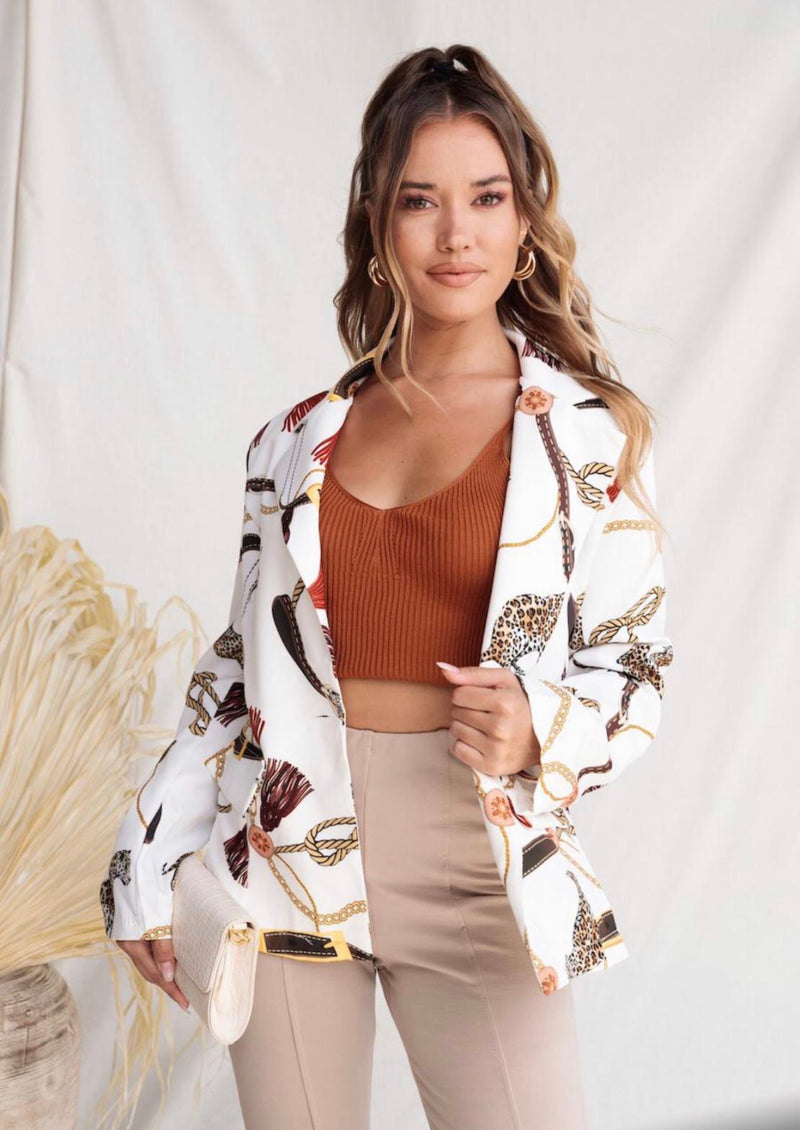 Ladies Long Sleeve Fashionable printed Blazer