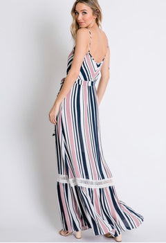 Glam Stripe Maxi Long Dress