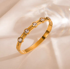 Fashion Round Stainless Steel Gold Plated Zircon Bangle