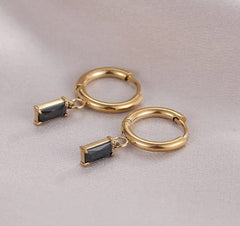 Fashion Square Titanium Steel Earrings Inlay Zircon Stainless Steel Earrings