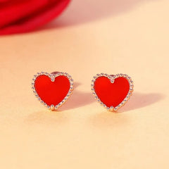 Simple Style Heart Shape Sterling Silver Plating Zircon Ear Studs