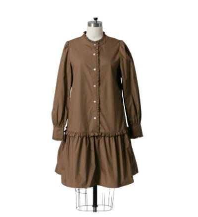 Brown Knee Woman Dress